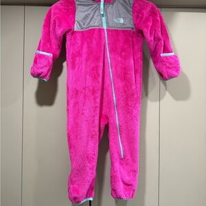 The North Face Kids Fuchsia and Gray One Piece Furry Winter Suit 18-24 Month